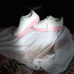 Pink and white shoes